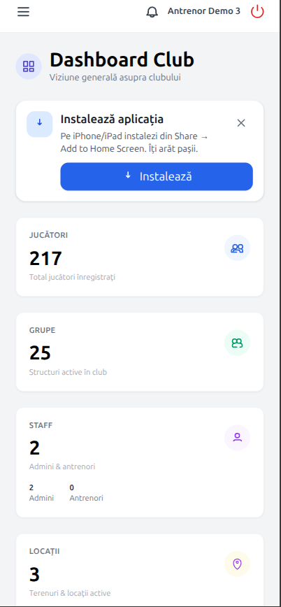 Antrenor Dashboard 1
